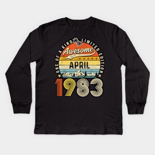 Awesome Since April 1983 Vintage 40th Birthday Kids Long Sleeve T-Shirt